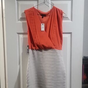 Express Orange and Gray Midi Dress